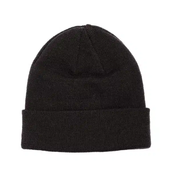Unisex σκουφί EMERSON 222.EU03.19P σε μαύρο χρώμα, με ελαστική πλέξη, γύρισμα στο τελείωμα και διακριτικό ραφτό λογότυπο.