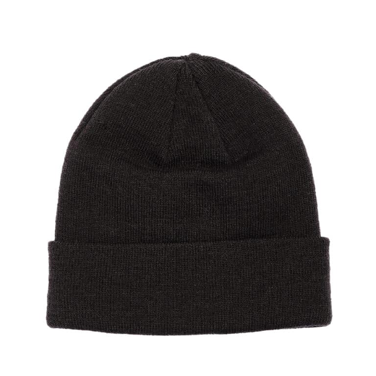 Unisex σκουφί EMERSON 222.EU03.19P σε μαύρο χρώμα, με ελαστική πλέξη, γύρισμα στο τελείωμα και διακριτικό ραφτό λογότυπο.