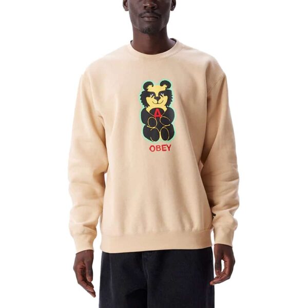 Obey Bear Icon Crewneck Oat Milk