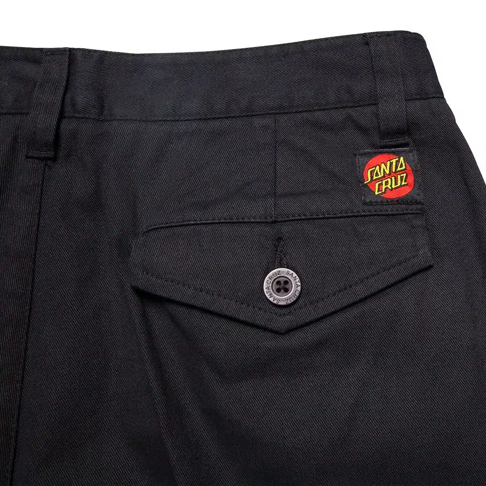 γυναικείο santa cruz nolan chino pant black wide leg loose fit παντελόνι 100% cotton twill με τσέπες