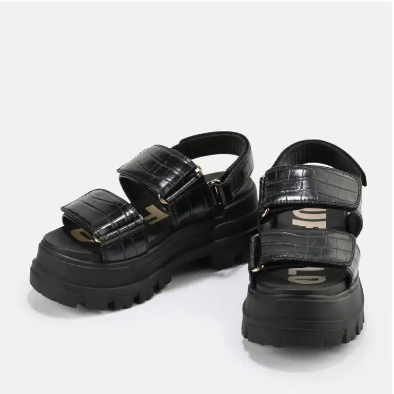 sandalia Buffalo Aspha SND Croco Vegan Black