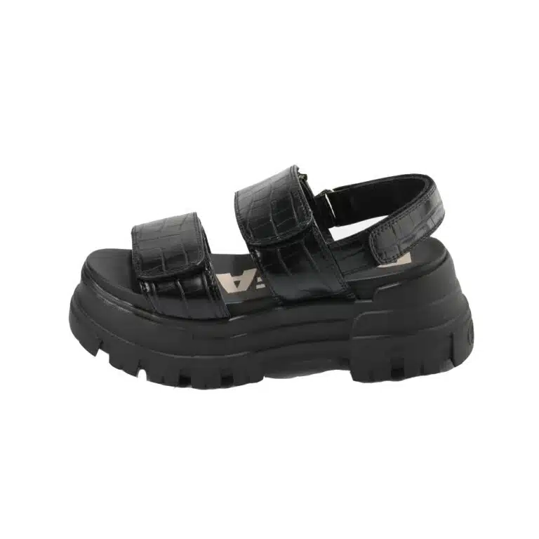 sandalia Buffalo Aspha SND Croco Vegan Black
