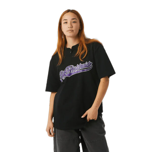 Unisex T-Shirt HUF Baseball Henley Black