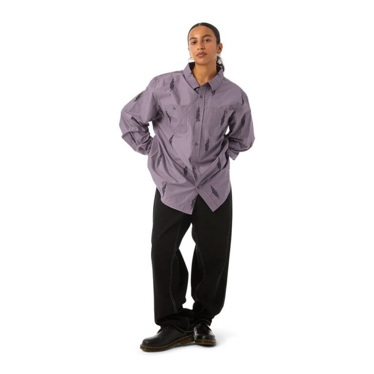 HUF Larkin Embroidered Work Shirt Dusty Purple