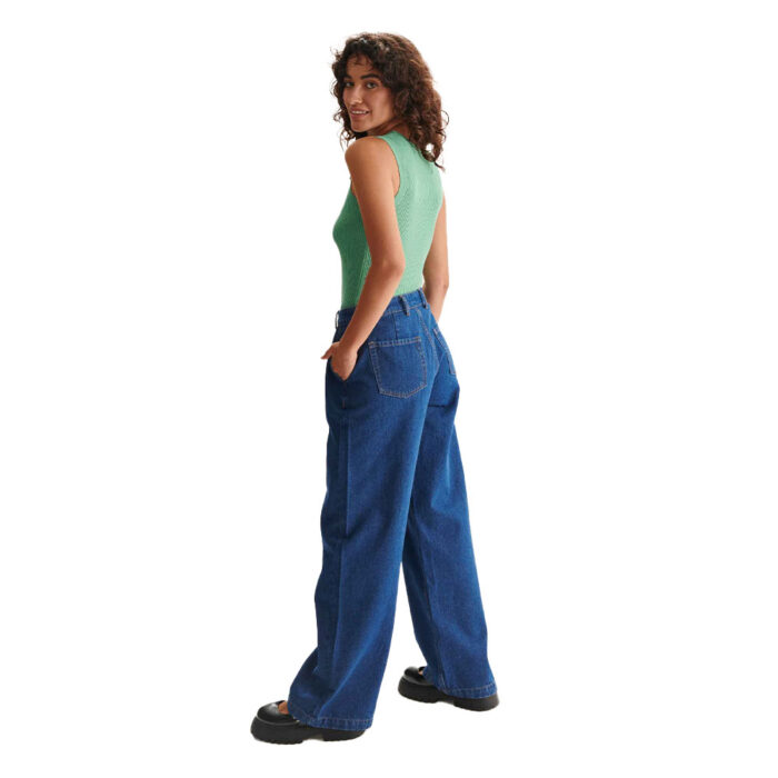 24 Colours Wide Leg Denim Pant Blue