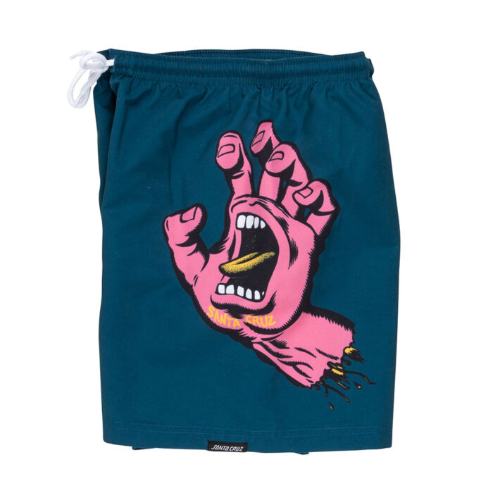 Santa Cruz Screaming Hand Youth Swim Shorts Teal