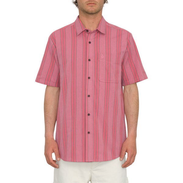 Volcom Newbar Stripe Shirt Washed Ruby