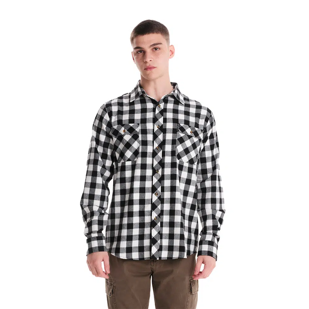 Emerson 242.EM60.80 Flannel Shirt White Black
