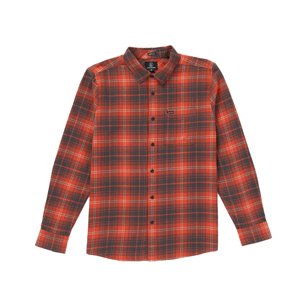 Volcom Caden Plaid Shirt Brick Red