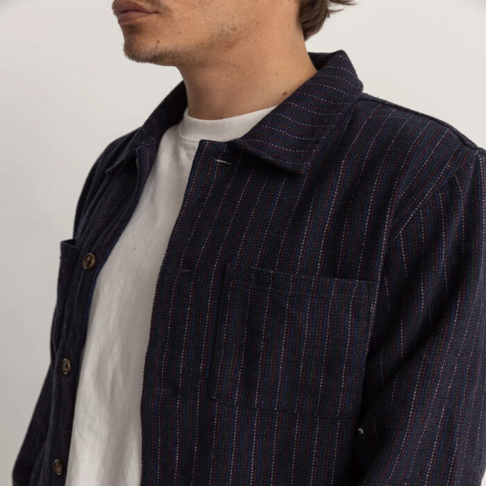 Ανδρικό overshirt Rhythm Sonny LS navy με κουμπιά και τσέπες στο στήθος.