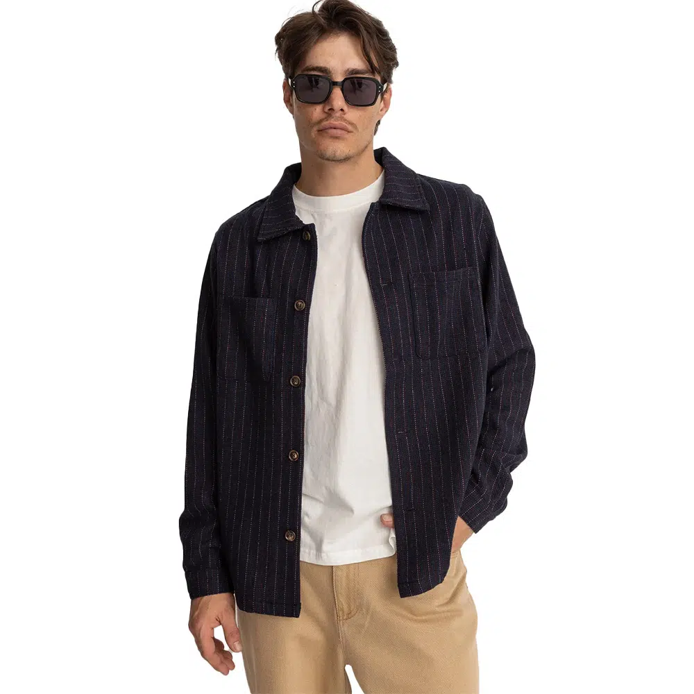 Ανδρικό overshirt Rhythm Sonny LS navy με κουμπιά και τσέπες στο στήθος.