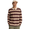 Rhythm Vintage Stripe Polo LS Chocolate