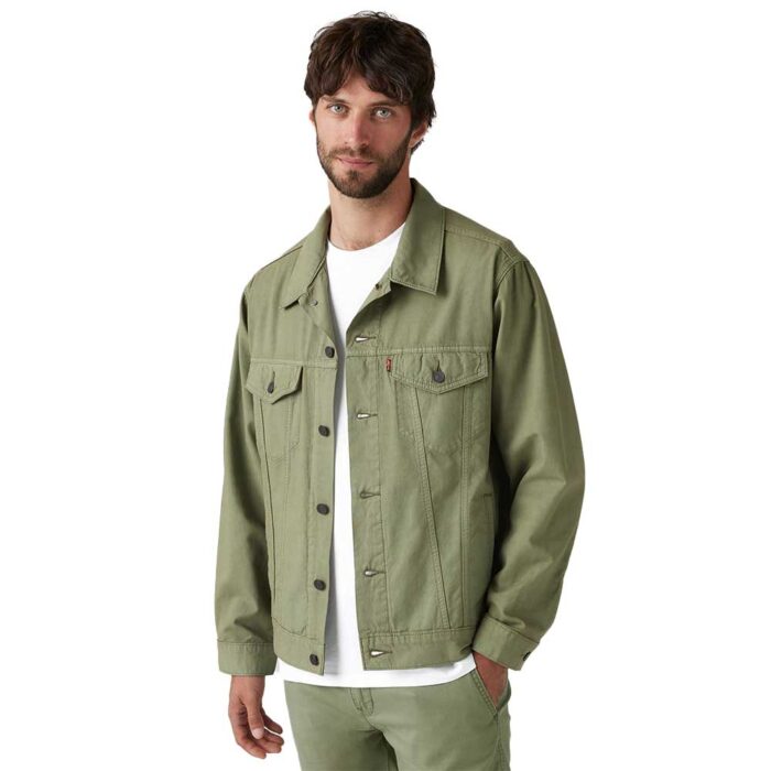 Levi's Relaxed Trucker Cotton Linen Jacket Green