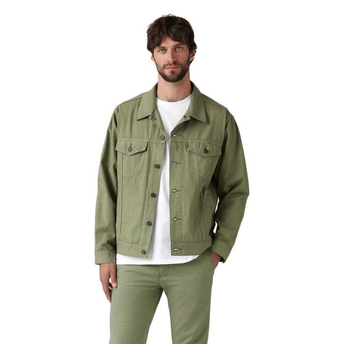 Levi's Relaxed Trucker Cotton Linen Jacket Green