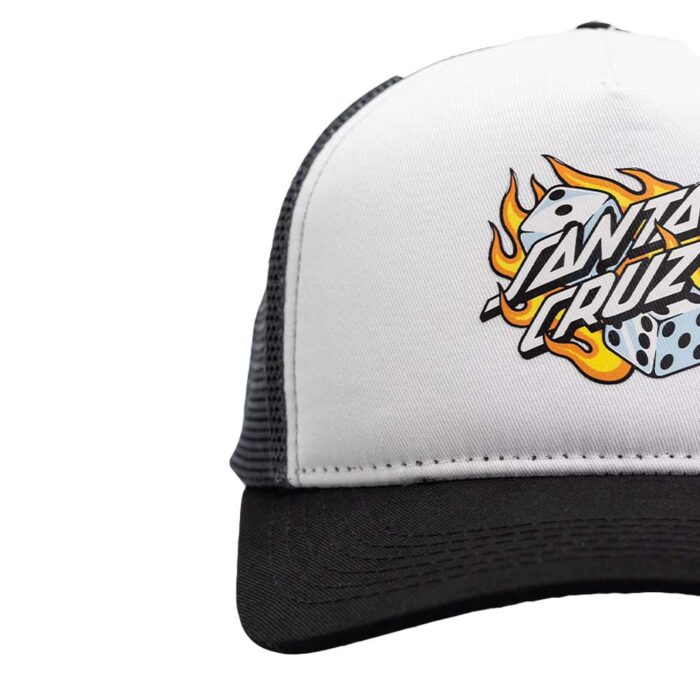 Santa Cruz Flaming Dice Dot Meshback White