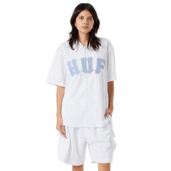 HUF Arch Mesh Button Up Unisex Jersey White