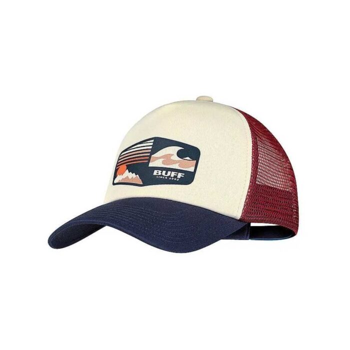 Buff Jari Trucker Cap σε μέγεθος L-XL με ρυθμιζόμενο γείσο, διάτρητη πλάτη και πολύχρωμο σχέδιο.