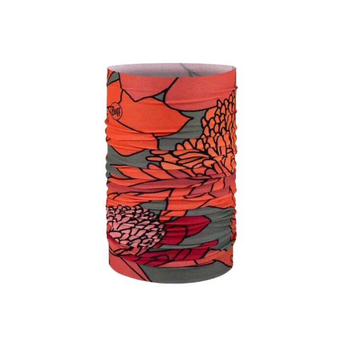Neck gaiter BUFF CoolNet UV Aramay Poppy σε σωληνωτή μορφή, κόκκινο με μοτίβα