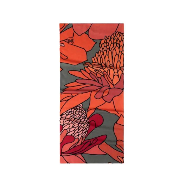 Neck gaiter BUFF CoolNet UV Aramay Poppy σε σωληνωτή μορφή, κόκκινο με μοτίβα