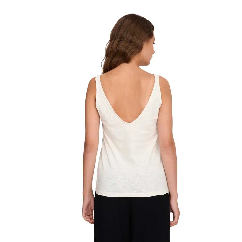 Γυναικεία αμάνικη μπλούζα 24 Colours σε off-white χρώμα, από βαμβακερό-λινό ύφασμα, ιδανική για το καλοκαίρι.