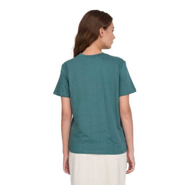 Γυναικείο πράσινο κοντομάνικο T-shirt 24 Colours με στάμπα "Flower Market Berlin" και σχέδιο λουλουδιών μπροστά.
