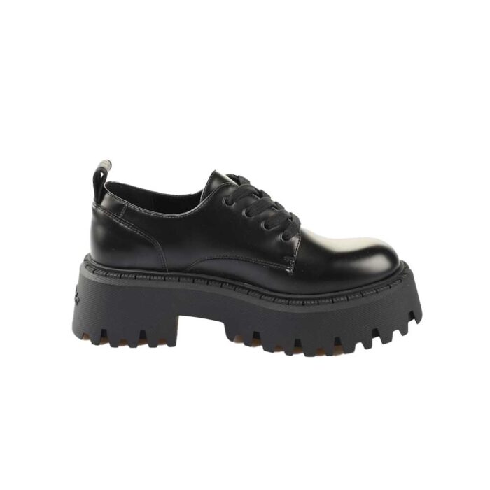 Buffalo Aspen CLS Lace Up Black loafers με υψηλή προφίλ σόλα