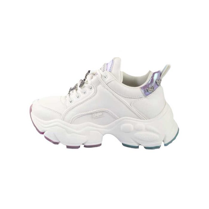 Buffalo Binary Ice 4.0 White sneakers με chunky platform και shiny charms