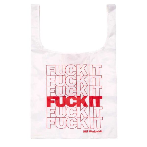 Τσάντα για ψώνια HUF Fuck It Packable Bodega Bag σε μαύρο χρώμα με λευκό pattern και αναδιπλούμενο design