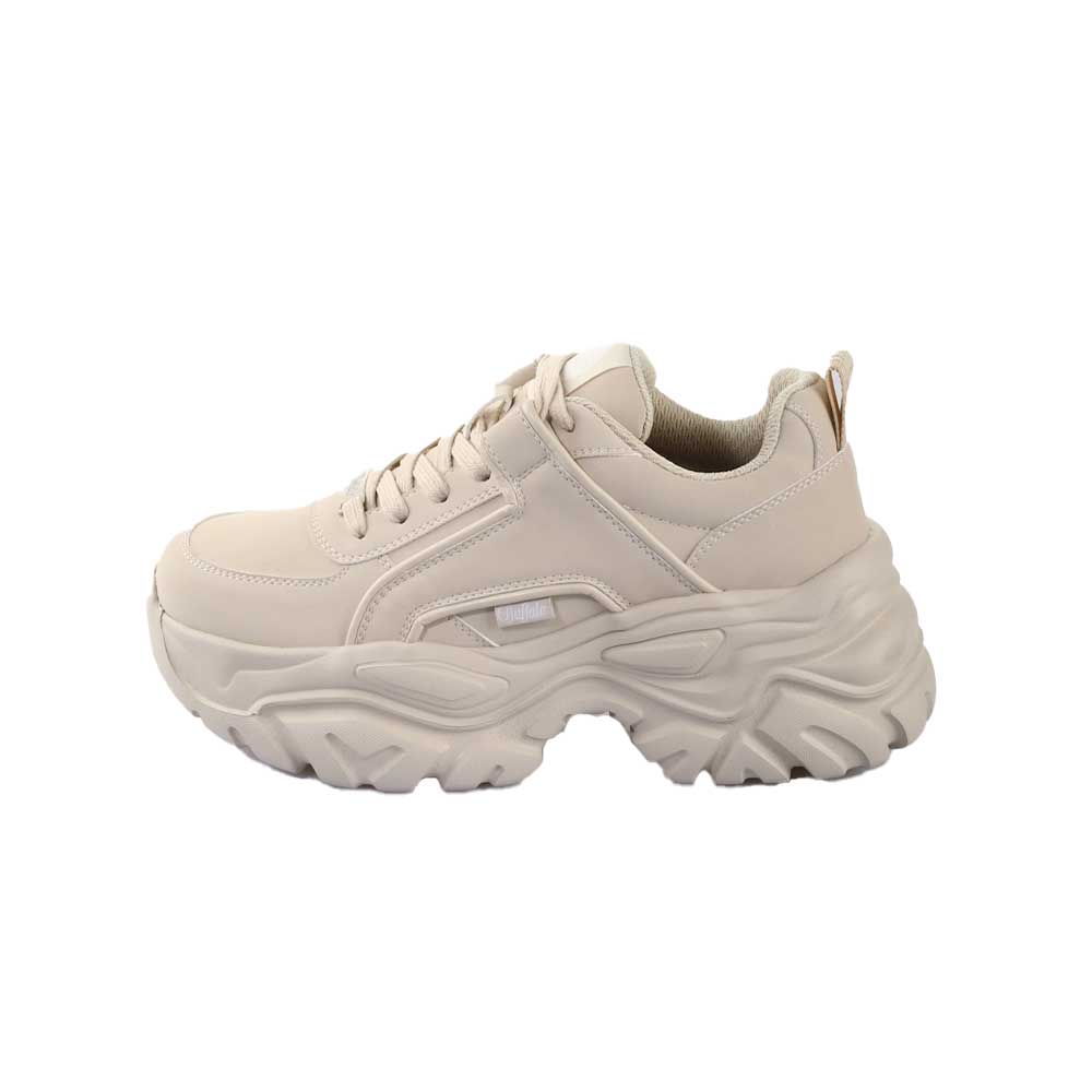 Γυναικεία cream sneakers Buffalo Galactica με vegan δέρμα, κορδόνια και χοντρή πλατφόρμα.