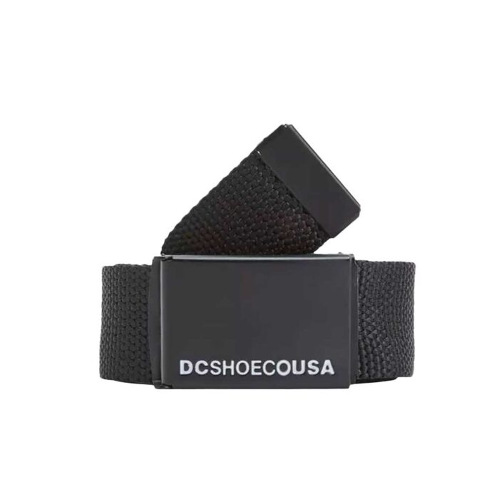 DC Web Belt 3 Black – μαύρη υφασμάτινη ζώνη με μεταλλικό buckle και λογότυπο DC.