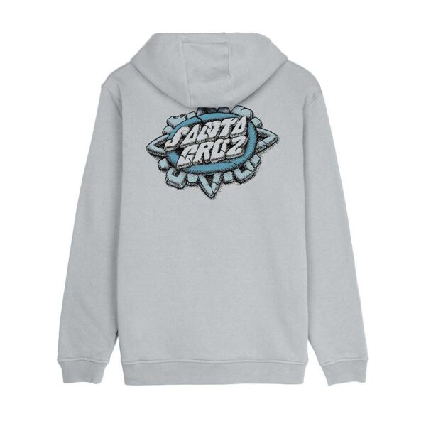 santa cruz aztec dot hood mist φούτερ με κουκούλα με κορδόνι, μικρό τύπωμα μπροστά και μεγάλο graphic στη πλάτη