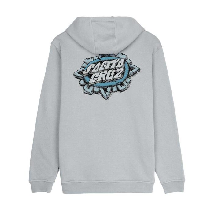 santa cruz aztec dot hood mist φούτερ με κουκούλα με κορδόνι, μικρό τύπωμα μπροστά και μεγάλο graphic στη πλάτη