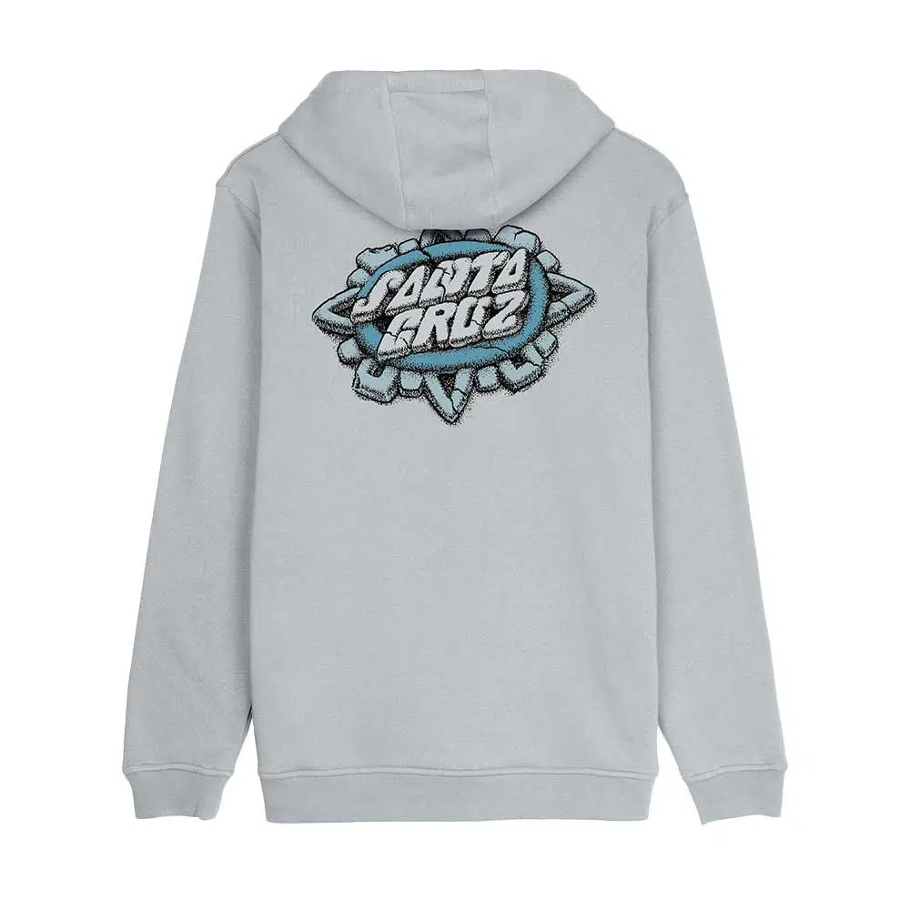 santa cruz aztec dot hood mist φούτερ με κουκούλα με κορδόνι, μικρό τύπωμα μπροστά και μεγάλο graphic στη πλάτη
