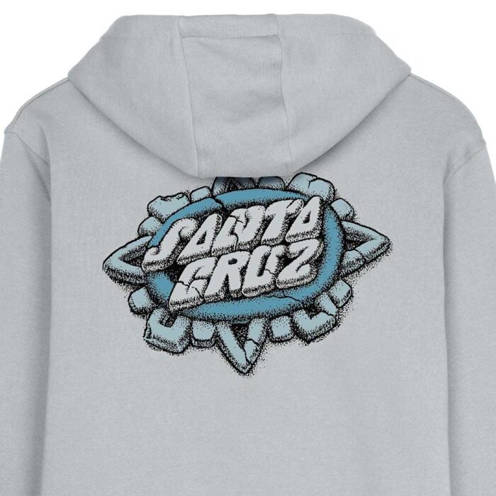 santa cruz aztec dot hood mist φούτερ με κουκούλα με κορδόνι, μικρό τύπωμα μπροστά και μεγάλο graphic στη πλάτη