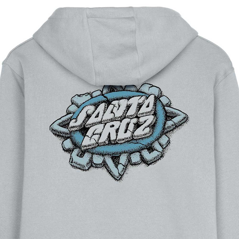 santa cruz aztec dot hood mist φούτερ με κουκούλα με κορδόνι, μικρό τύπωμα μπροστά και μεγάλο graphic στη πλάτη