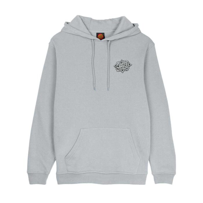 santa cruz aztec dot hood mist φούτερ με κουκούλα με κορδόνι, μικρό τύπωμα μπροστά και μεγάλο graphic στη πλάτη