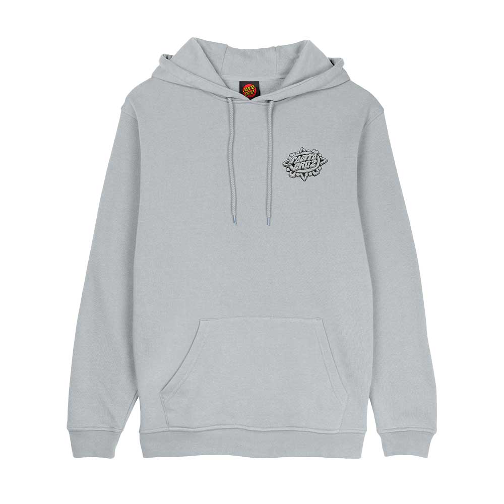 santa cruz aztec dot hood mist φούτερ με κουκούλα με κορδόνι, μικρό τύπωμα μπροστά και μεγάλο graphic στη πλάτη