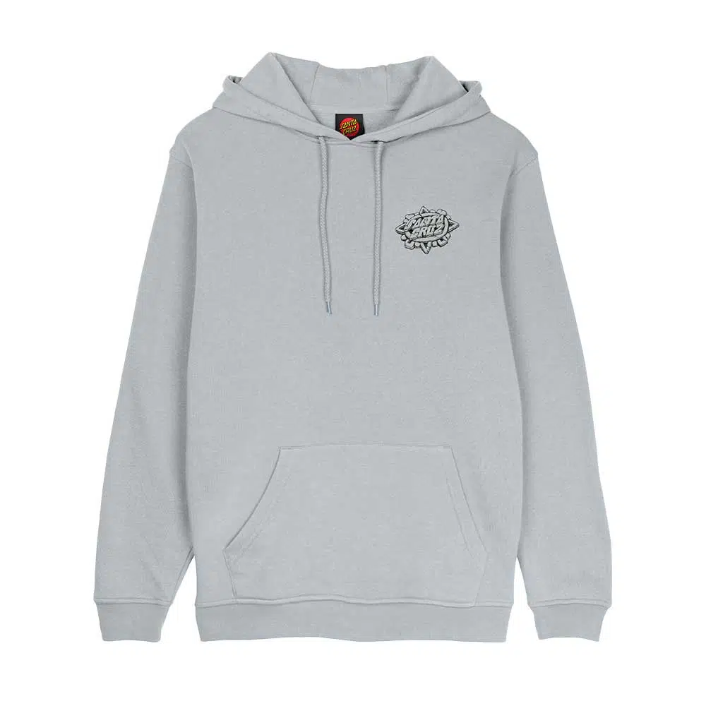 santa cruz aztec dot hood mist φούτερ με κουκούλα με κορδόνι, μικρό τύπωμα μπροστά και μεγάλο graphic στη πλάτη