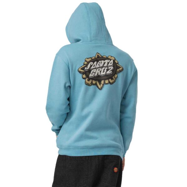 santa cruz aztec dot hood mist φούτερ με κουκούλα με κορδόνι, μικρό τύπωμα μπροστά και μεγάλο graphic στη πλάτη
