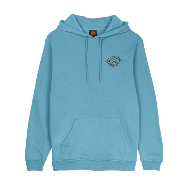 santa cruz aztec dot hood mist φούτερ με κουκούλα με κορδόνι, μικρό τύπωμα μπροστά και μεγάλο graphic στη πλάτη