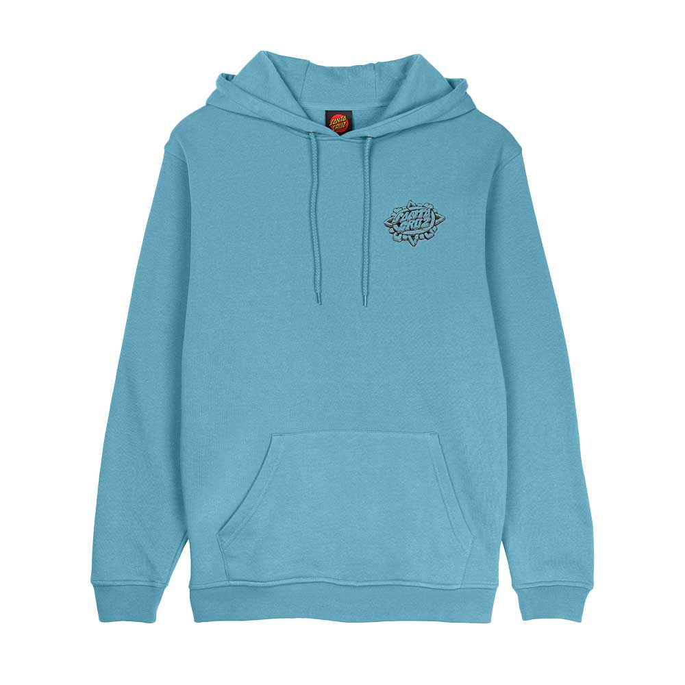 santa cruz aztec dot hood mist φούτερ με κουκούλα με κορδόνι, μικρό τύπωμα μπροστά και μεγάλο graphic στη πλάτη