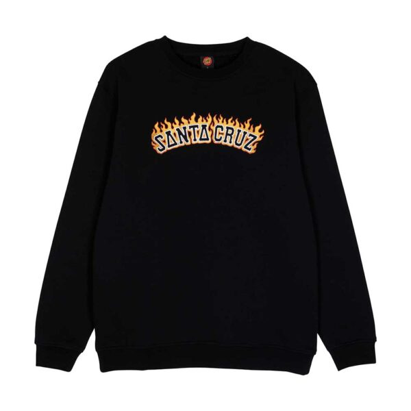 santa cruz burnt collegiate crew black μαύρο φούτερ crewneck με chest κέντημα και regular fit