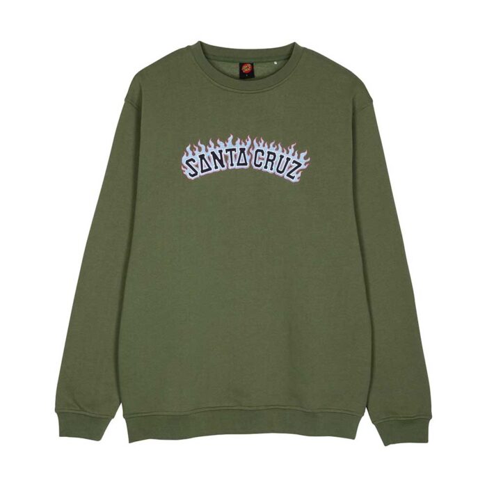 Santa Cruz Burnt Collegiate Crew Dark Moss
