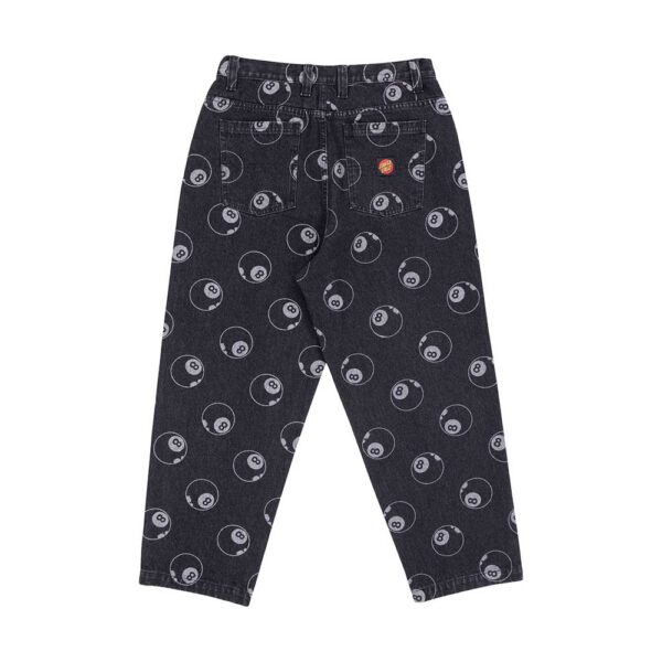 santa cruz big pant eighth planet black wash φαρδύ παντελόνι με πέντε τσέπες και 8-ball graphic στη λεπτομέρεια