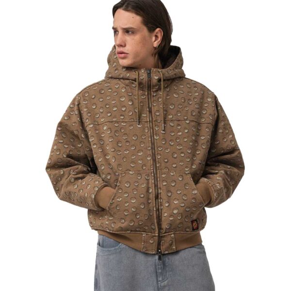 santa cruz ember jacket jaguar animal print με sherpa επένδυση, κουκούλα, καγκουρό τσέπη και regular fit