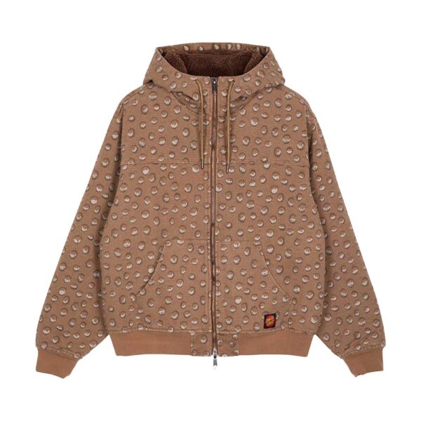 santa cruz ember jacket jaguar animal print με sherpa επένδυση, κουκούλα, καγκουρό τσέπη και regular fit