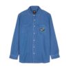 santa cruz global oval dot denim shirt classic blue τζιν πουκάμισο με δύο patch τσέπες, κέντημα και καμπυλωτό τελείωμα