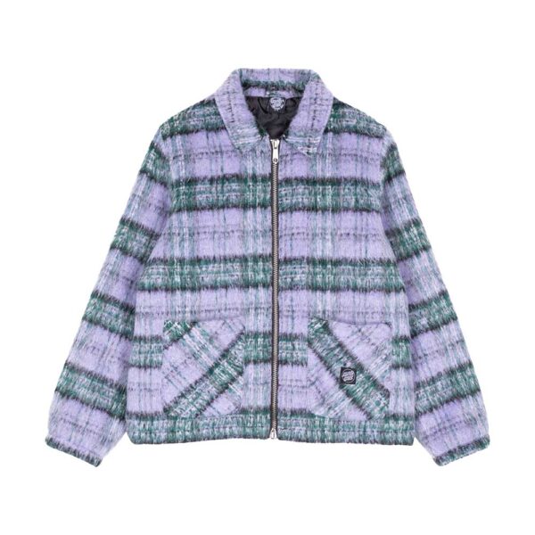 santa cruz harbour jacket purple green check γυναικείο καρό μπουφάν με quilted επένδυση, τσέπες και woven label