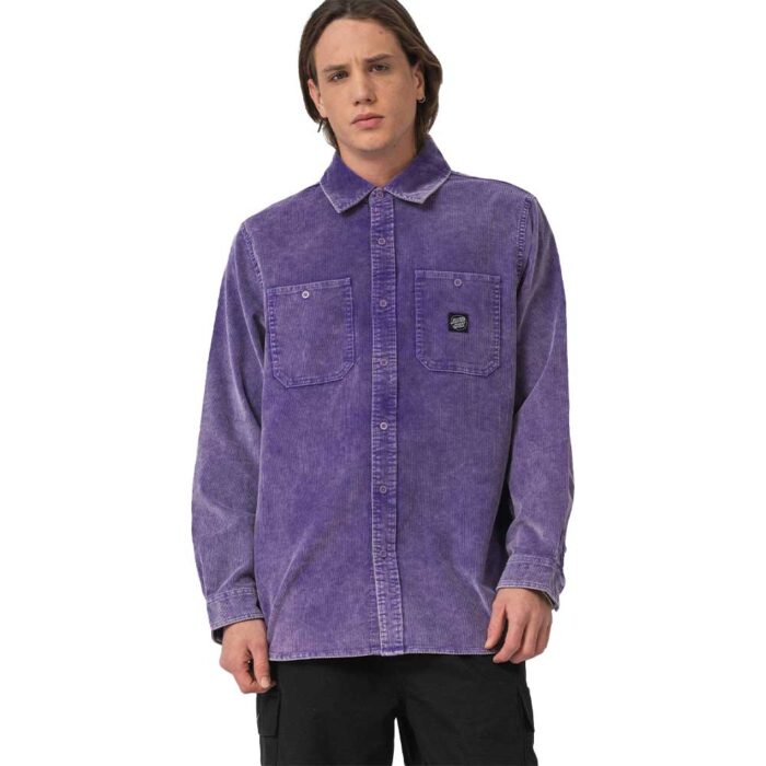 santa cruz jimi shirt purple haze κοτλέ πουκάμισο σε μωβ απόχρωση με δύο τσέπες στο στήθος και enzyme wash