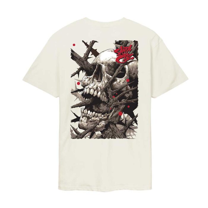 santa cruz pace deathtrap t-shirt natural t-shirt με μικρό τύπωμα στο στήθος και μεγάλο γραφικό στην πλάτη